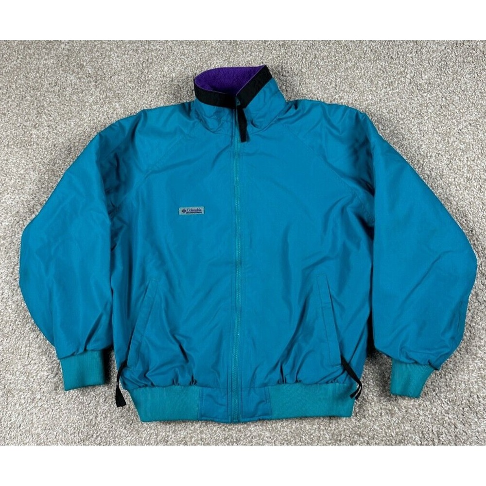 Vintage Columbia Jacket Womens Medium Teal Blue Full Zip Fleece‎ Lined 90s